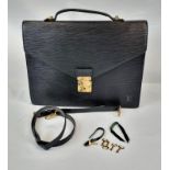 A Louis Vuitton Black Ambassadeur Briefcase. Black epi leather. Zipped interior pocket. Plenty of