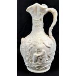 A Stunning Vintage Heavy Relief Parian Copeland Claret Jug. The jug features eight different cherubs