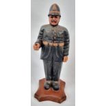 A Large Vintage (1960s) Wooden Statue of an English Police Officer - also known as a Bobby. 71cm