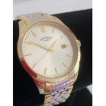 Gentlemans ROTARY Quartz wristwatch in silver and gold tone, model 03851/13718, Having large