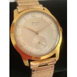 Vintage 1950’s Gentlemans TIMOR wristwatch heavy gold plated (20 microns),attractive chased