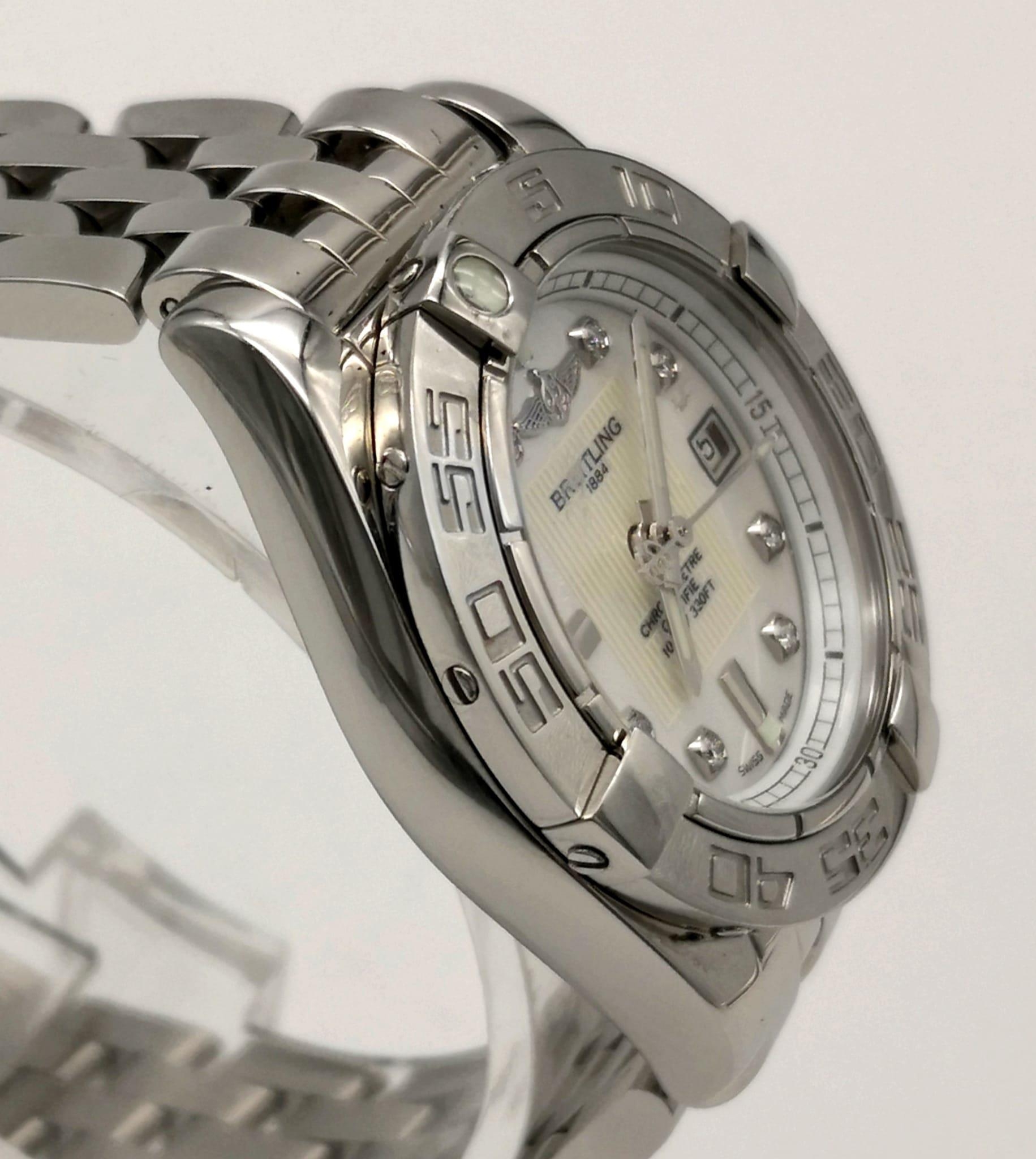 A Breitling Galactic 32 Stainless Steel and Diamond Ladies watch. Stainless steel strap and case - - Image 3 of 13