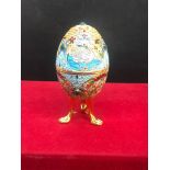 Russian silver enamel gem stone large egg Weight 140 . 8 grams 11.4cm height Diameter 5.1cm Width at