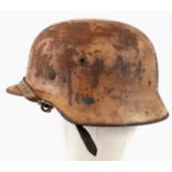 WW2 German Africa Korps M40 Helmet with Liner and Chinstrap.