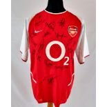 A 2003/4 Arsenal FC Match Quality Signed Shirt. O2 sponsor era. Signatures to include: Adams, Henry,