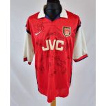 A 1998/99 Arsenal FC Match Quality Signed Shirt. JVC era. Signatures include: Dixon, Parlour, Keown,