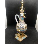 A expectational large Russian silver enamel decanter Weight 805.5 grams Height 33cm Length base 10cm