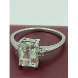 Beautiful SILVER and AQUA RING having large square 2 CARAT AQUA SOLITAIRE mounted to top.Size T. New
