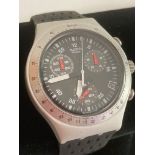 Vintage SWATCH IRONY multi dial chronograph wristwatch,having black face with large white minute