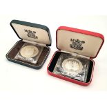 1972 Royal Mint Guernsey and Gibraltar Uncirculated Sterling Silver Crowns. In original presentation