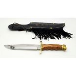 An Excellent Condition Large Bowie Knife by Carl Schleiper, Solingen, Germany in leather Sheath.