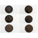 Three Counterfeit Georgian Shilling Coins.