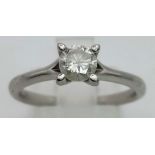 PLATINUM SOLITAIRE DIAMOND RING, 0.50CT STONE, SIZE O, WEIGHT 4.5G