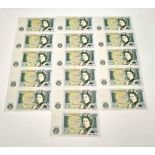 Sixteen Uncirculated (B337) Page £1 Notes with Sequential Serial Numbers. X55 296021-36