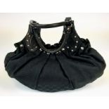 A Large Gucci Black Canvas and Leather Studded Pelham Bag. Spacious interior with zipped pocket.