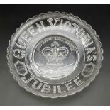 A piece of British History: A glass plate (diameter: 24 cm) commemorating Queen Victoria’s golden