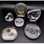Six Assorted Glass Paperweights.