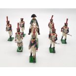 A Vintage Set of Seven French Battle of Waterloo Lead Soldiers. One is slightly damaged.