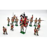 A Vintage Set of Sixteen British Battle of Waterloo Lead Soldiers.