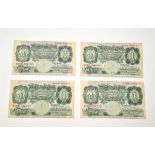 Four Peppiatt Green 1940s £1 Notes. X07A, W38A, X38A and a X07A. Please see photos for conditions.