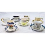 A Selection of Seven Vintage and Antique Ceramic Miniature Cups and Saucers.