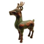 An antique bronze Chinese stag/deer figure. 30cm height. 21cm length. 9cm width. 1418 grams. Small