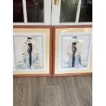 Two large framed and glazed lithograph prints by Graham Illingworth ,FEATHER CORSAGE and FEATHER