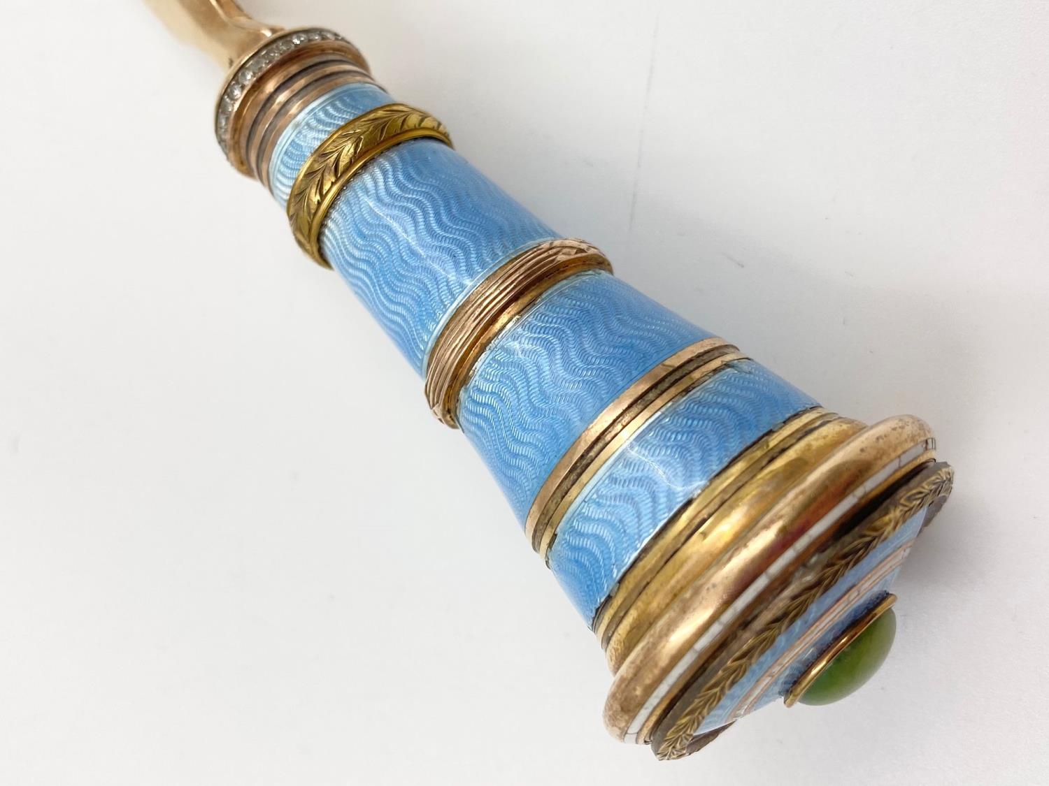 A 14K Yellow Gold, Diamond, Enamel and Jade Cartier Letter Opener. Cartier hallmarked on base of - Image 4 of 4