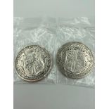 2 x SILVER HALF CROWNS consecutive years. High grade coins. 1922 extra fine condition. 1923 very