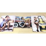 Three Retro-Style Saucy Man Cave Small Metal Posters. Thin aluminium with adhesive pads supplied -