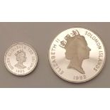 A Parcel of Two Silver Proof Coins in mint condition Comprising; A Coronation Anniversary £1 1993
