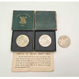 Three Festival of Britain 1951 George VI Crowns. Two in original boxes. Please see photos for