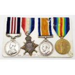 WW1 Military Medal and 1914-1915 Trios. Awarded to: S-11142 Pte. J. Lindsay Royal Highlanders (Black