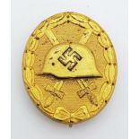 3rd Reich Gold Grade Wound Badge. Stamped with LDO no 30 for the Maker Hauptmüzamt.