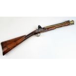 An 18th Century J.Probin Blunderbuss Shotgun. This brass-barrelled masterpiece has a folding bayonet