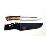 A Superb Condition Bowie Style Sheath Knife by ‘Columbia’, Full Tang, Duel Wood Grip 31cm length