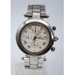 A Klaus Kobec Chronograph Gents Watch. Stainless steel strap and case - 38mm. White dial with