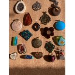 Large Selection of PENDANTS to include jewelled,enamel,glass, metal,silver tone,and gold tone.