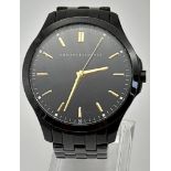 An Armani Exchange Gents Large-Cased Gents Watch. Black metal strap and case - 45mm. Black dial.