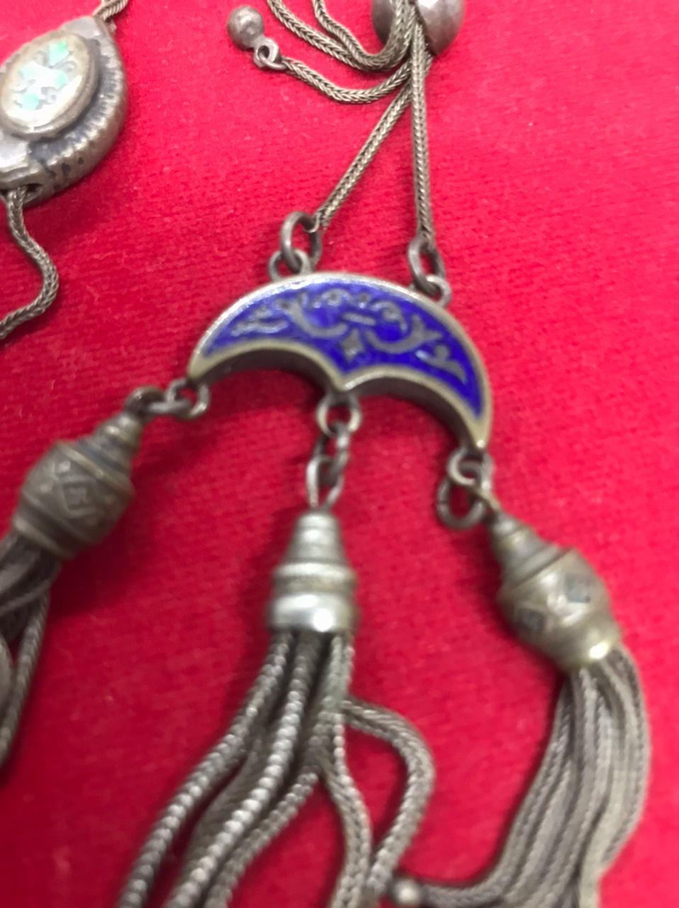 ANTIQUE 18th century Persian Islamic Ghajary ENAMEL SOLID SILVER ALBERT pocket watch CHAIN with - Bild 2 aus 15