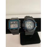 2 x Quartz Multi Function rubber DIVERS WATCHES. Waterproof with light and digital read out. Full