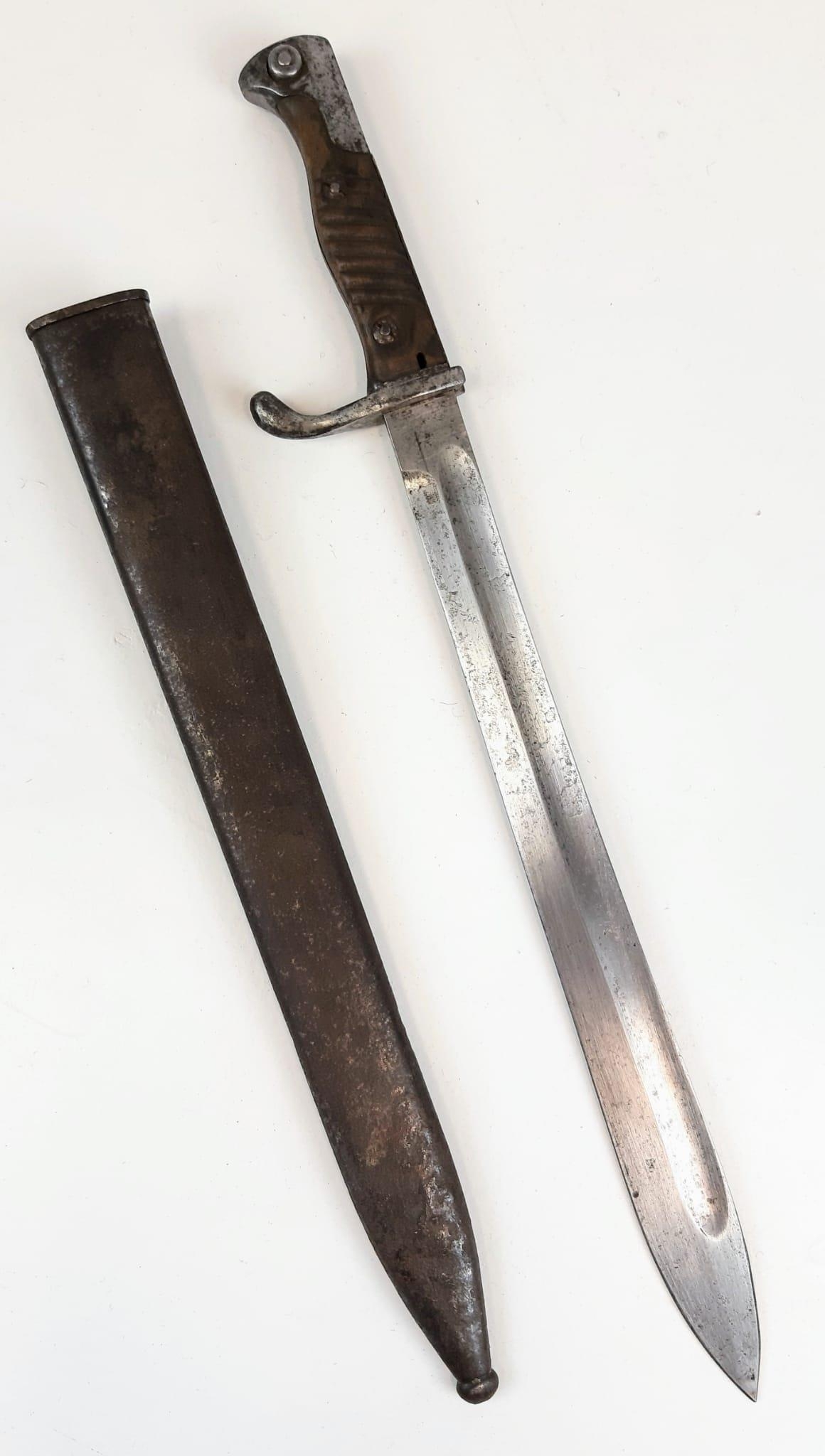 WW1 German 98/05 Pattern Butcher Bayonet Dated 1915. Maker: Pack Ohlinger and Co. Solingen.