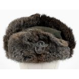 WW2 German 1942 Pattern Winter Hat A.K.A. the Russian Front Cap Badged to the Field Police.