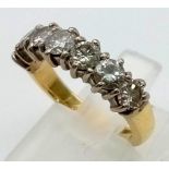 An 18K Yellow Gold Diamond Half-Eternity Ring. Seven stones approx 1ct. Size K. 4.89g total