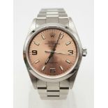 A Rolex Oyster Perpetual Air-King Gents Watch. Stainless steel strap and case - 35mm. Rose gilded