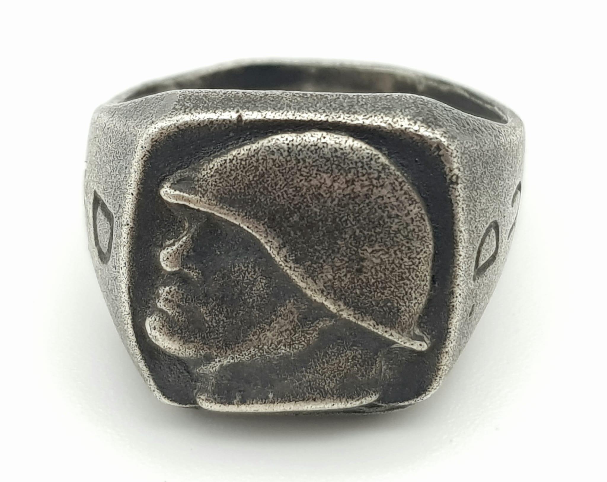 WW2 Italian Fascist “Mussolini” Silver Ring. UK Size U. US Size 10 ¼.