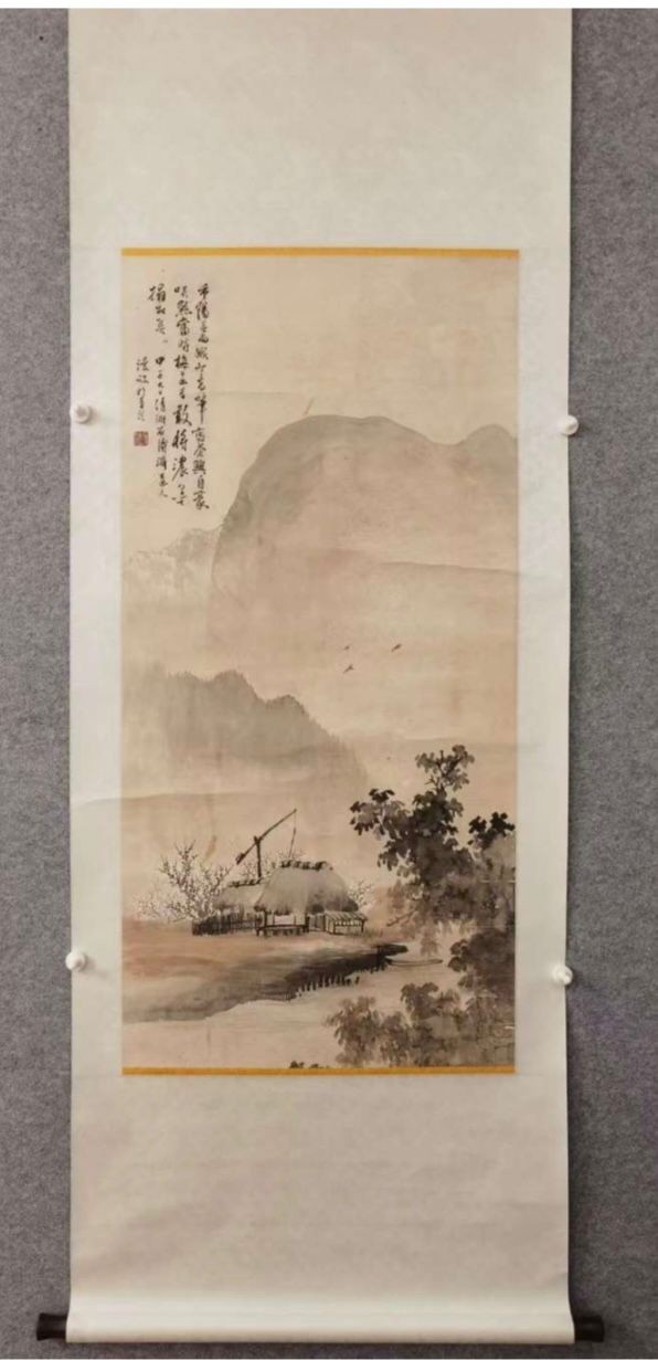 A Landscape Chinese Ink and Watercolour on paper scroll - Attributed to Shi Tao (1642-1707), one