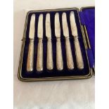ANTIQUE SILVER handled Set of Six FRUIT KNIVES with hallmarks for Allen & Darwin Sheffield 1911.