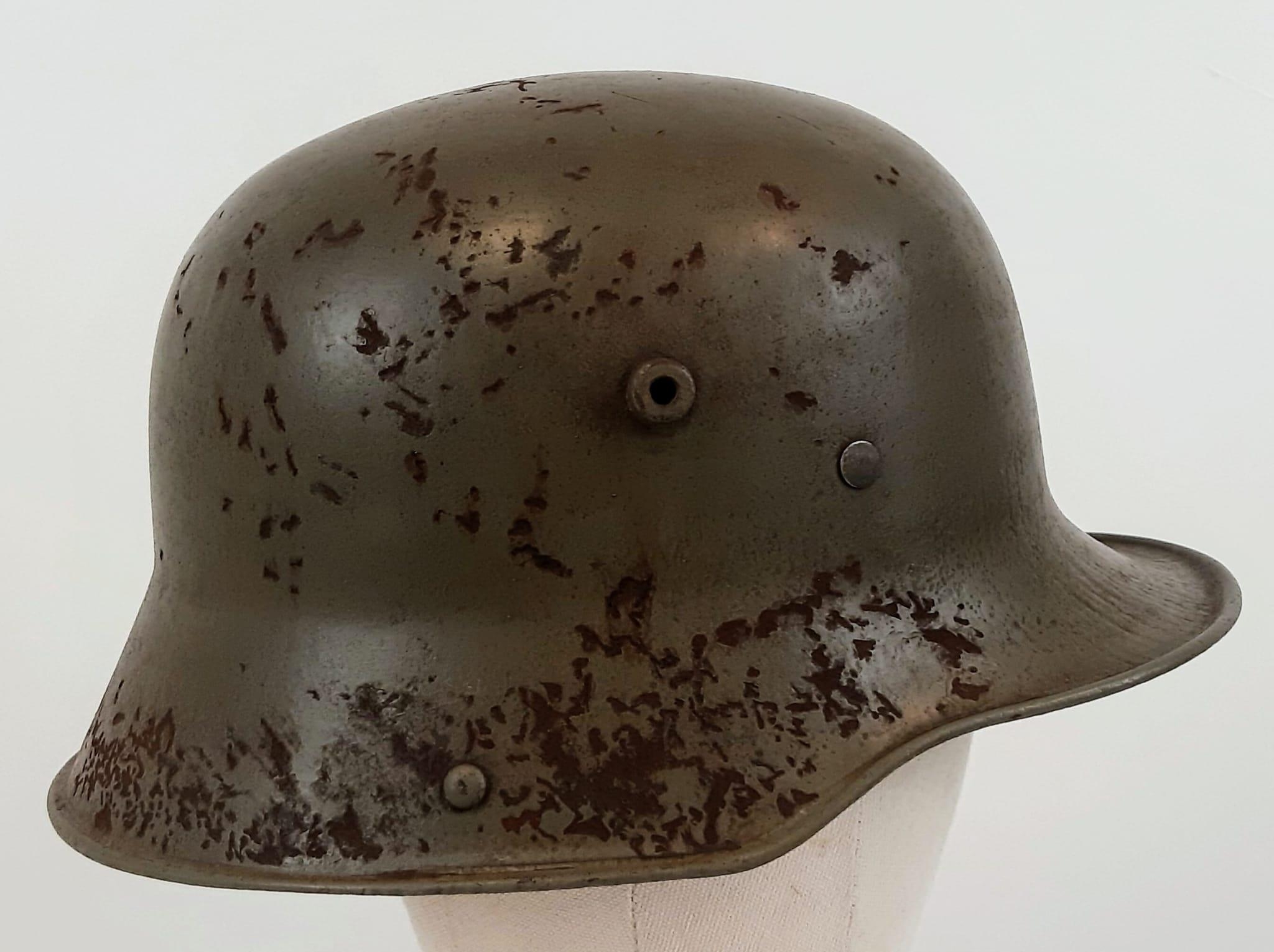 WW1 German Model 1917 Stahlhelm Helmet with Original Green Paint. - Image 3 of 5