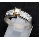 18k Gold and Platinum GIA diamond ring 1.2ct Diamond Size L1/2 7.2g